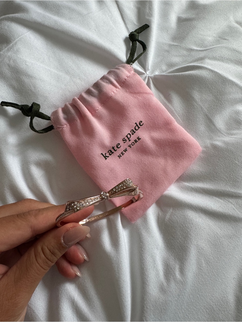kate spade Rose Gold Crystal Bow Bangle Bracelet